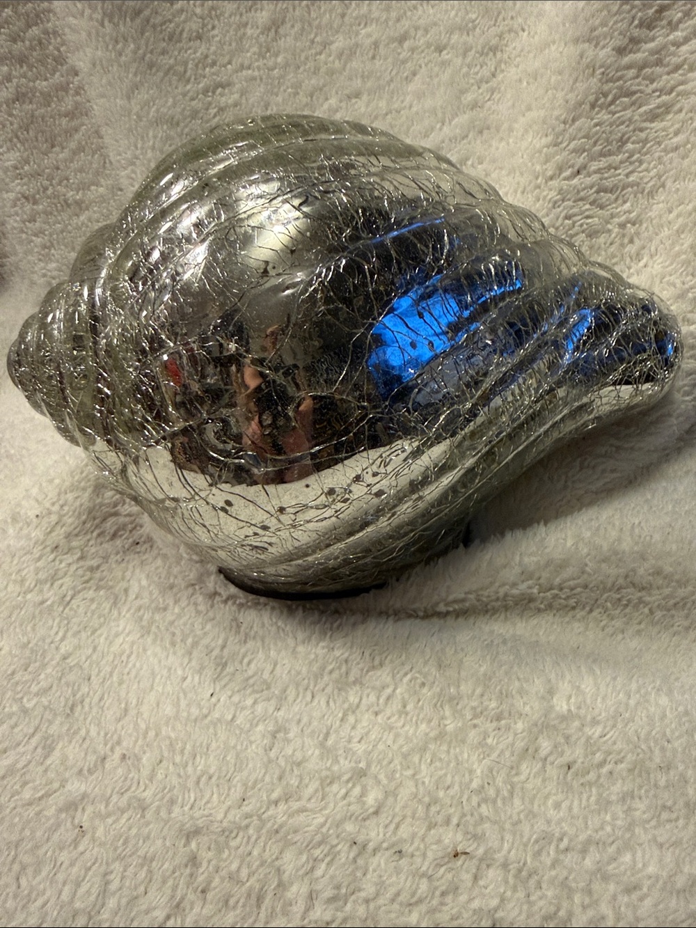 Silver Decorative Glass Conch Shell Accent